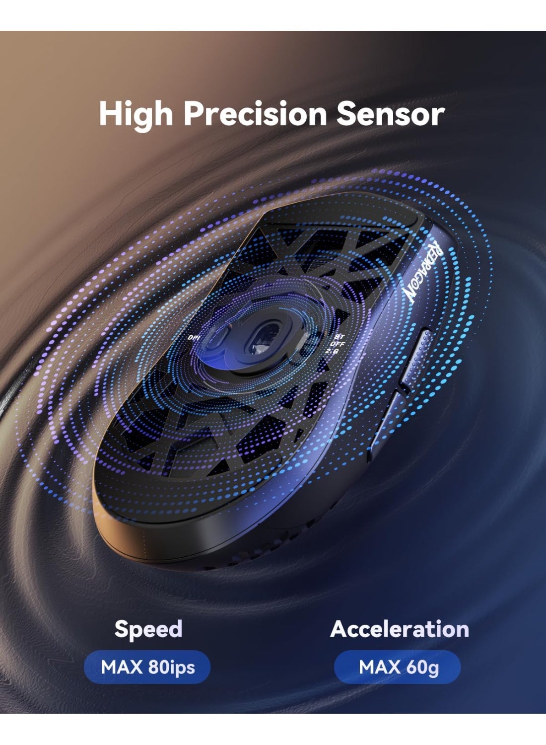 ماوس جيمنج لاسلكي Redragon M725 Astrolabe Lite أسود بهيكل Honeycomb ووزن 49 جرام ودقة 10000 DPI