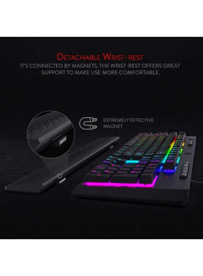 K512-RGB-1 104 Keys Replacement Keycaps Set with Multimedia Keys for Mechanical Keyboard, Premium Black PBT Keycaps for 