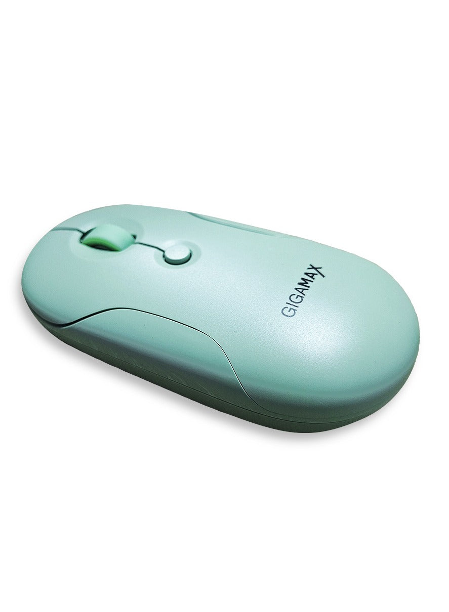 Gigamax Wireless Desk Mouse, G-1200, 1600 DPI Wired/Wireless Functional Mouse with 3 Modes Connectivity, Bluetooth and 2.4G Wireless, 4 Macro Buttons, Long Lasting Rechargeable Battery Capacity and for PC/Mac/Laptop Used in Home and office, Green