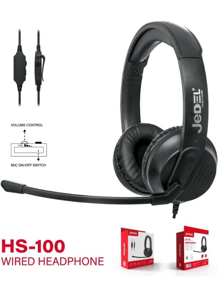 هيدسيت JeDEL HS-100 سلك USB عزل ضوضاء تحكم صوت أسود