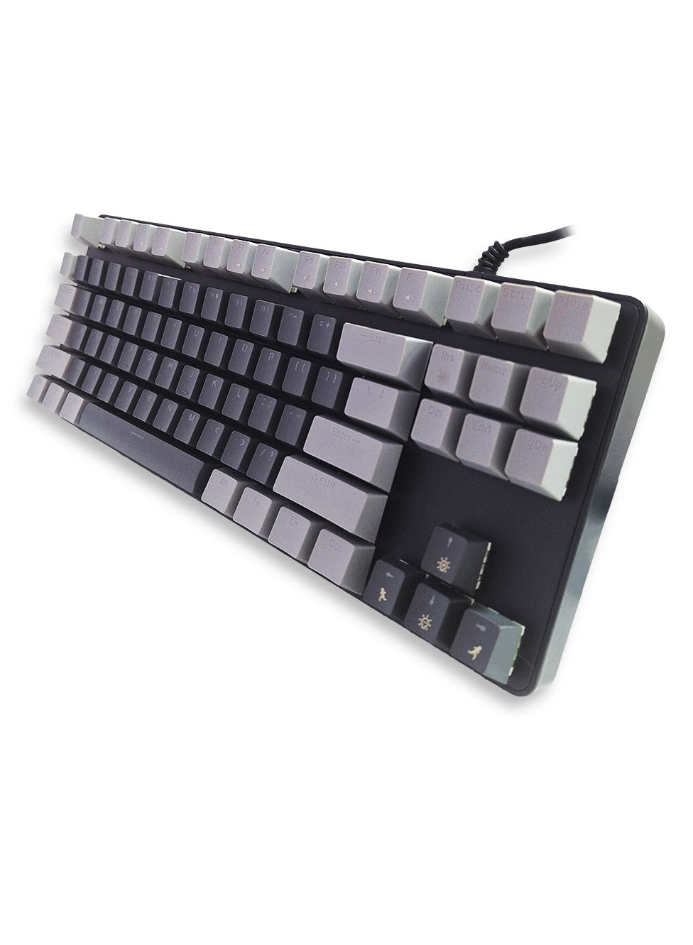 JeDEL Mechanical Gaming Keyboard, model KL-103 for computer and lap top (black/gray) RGB Full size with 87 key, cable USB Speed interface , blue switch, adjustable height in to give comfort to the hand while playing