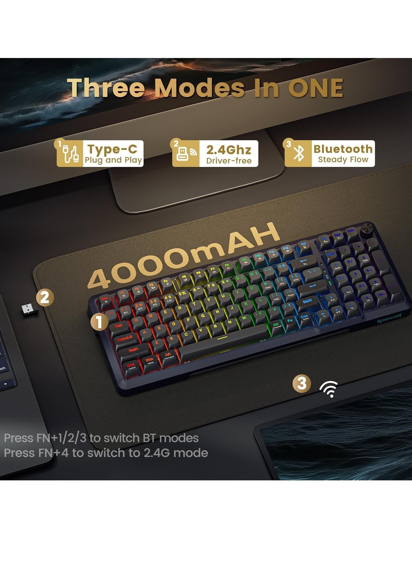 السويتشات القابلة للتبديل في كيبورد Redragon K688-RGB-BRAGI
