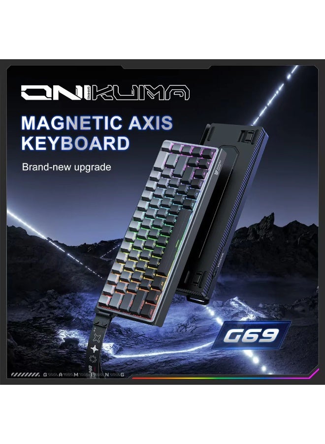 G69 RGB Wired Magnetic Switch Gaming Keyboard with 68 Keys, 8KHz Polling Rate, Noise-Reduced Design, Type-C Detachable C