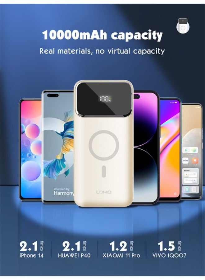 PQ12 10000mAh Magnetic Wireless Power Bank with 15W Wireless Charging, 22.5W Fast Charging Portable Battery Pack, USB-C 