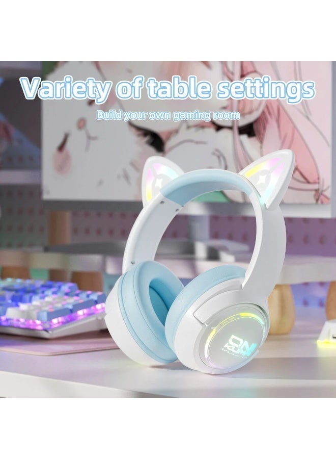 GT838 Cat-Ear Wireless Gaming Headset – 2.4GHz USB Receiver, Bluetooth & Wired Connectivity, 50mm Drivers, Low-Latency A