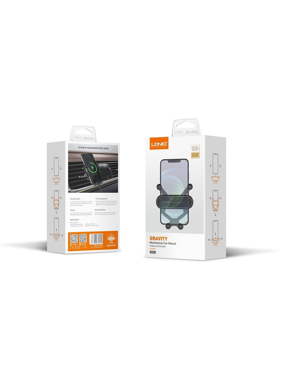 Universal Car Air Vent Phone Holder MG03 , Automatic Tightening, 360° Rotation, Adjustable Clamp for All Smartphones, Du