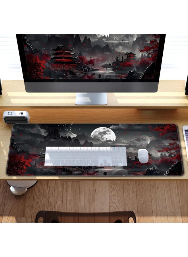 Japanese Desk Mat Riverside Full Moon Large Mouse Pad Gaming Mousepad Extended  Large Keyboard Mat Computer Laptop Mouse