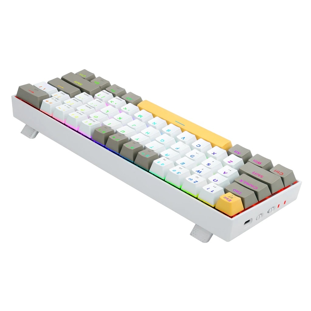 REDRAGON K530 Draconic Pro RGB 60% Gaming Wireless Mechanical Keyboard, Brown Switches (YELLOW, WHITE & GREY)