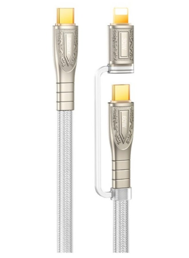 2 in 1 Prime Series Fast Charging Cable 60W, Zinc Alloy, 1.2M, Type-C Braided Data Cable, 480Mbps Transfer Speed, RC-C16