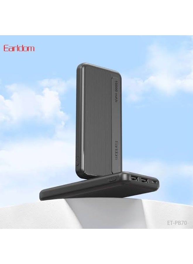 باور بانك Earldom ET-PB70 سعة 10000mAh مخرجين USB-A أسود
