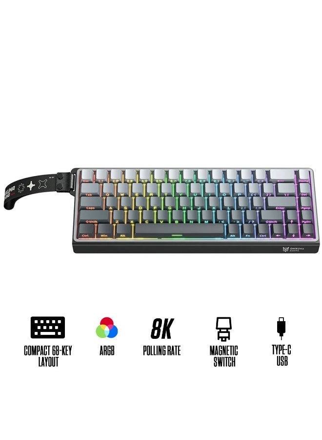 G69 RGB Wired Magnetic Switch Gaming Keyboard with 68 Keys, 8KHz Polling Rate, Noise-Reduced Design, Type-C Detachable C