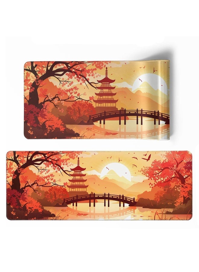 Gaming Mouse Pad Large Desk Pad for Desk Computer Pc Laptop Office Decor, Mouse Keyboard Pad Stitched Edges Non-Slip Rub