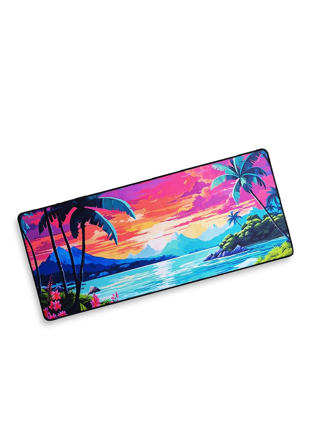 Gaming Mouse Pad, tropical island Large Extended Desk Mat, Large Desk Pad for Computer Keyboard, Mouse Pad with Stitched