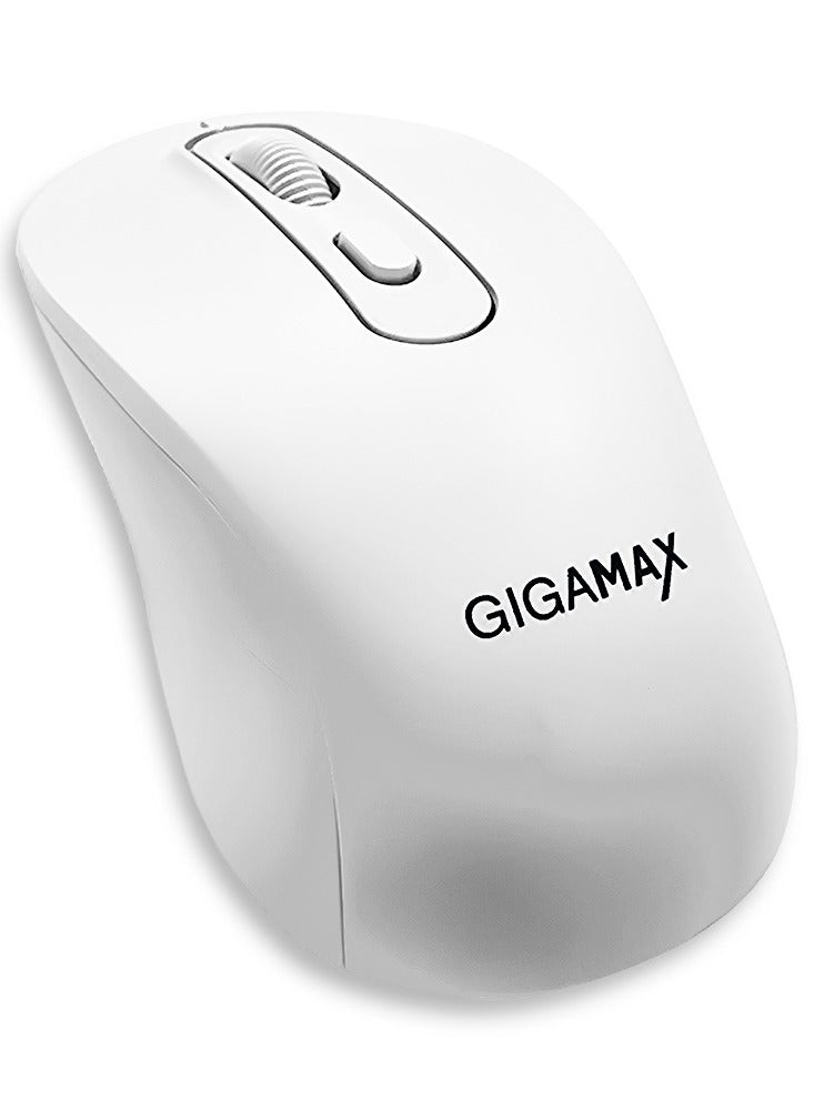 Gigamax Wireless Desk Mouse, G-1500, 1600 DPI Wired/Wireless Functional Mouse with 3 Modes Connectivity, Bluetooth and 2.4G Wireless, 4 Macro Buttons, Long Lasting Rechargeable Battery Capacity and for PC/Mac/Laptop Used in... Home and office, white