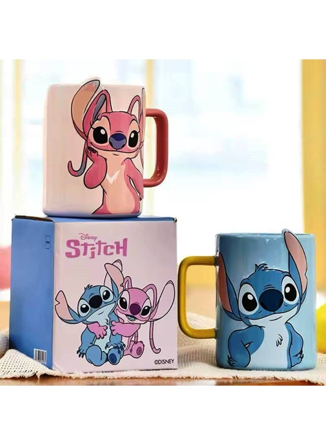 Stitch Ceramic Mug 450ml, Cute Cartoon Coffee Mug, Large Capacity Ceramic Tea Cup with Vibrant Character Design, Glossy 