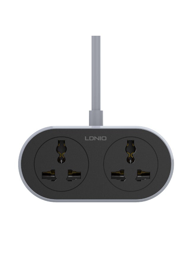 SC2018 Universal Extension Power Socket 2 Outlet , 10A 2500W Heavy Duty Power Strip with 5M Cable, US/EU/UK Plug Support