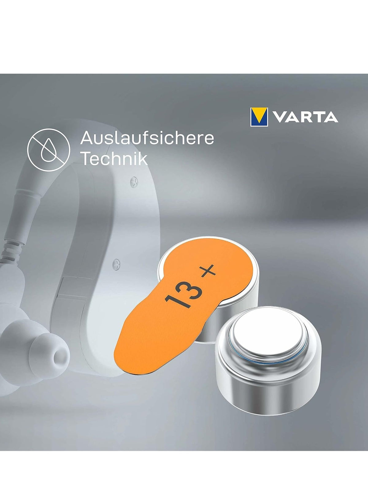 Hearing Aid Batteries, Yellow Type 13 , PR48 , 1.45V , 6 pes, Custom Made, high hearing level, mercury-free, Made in Ger