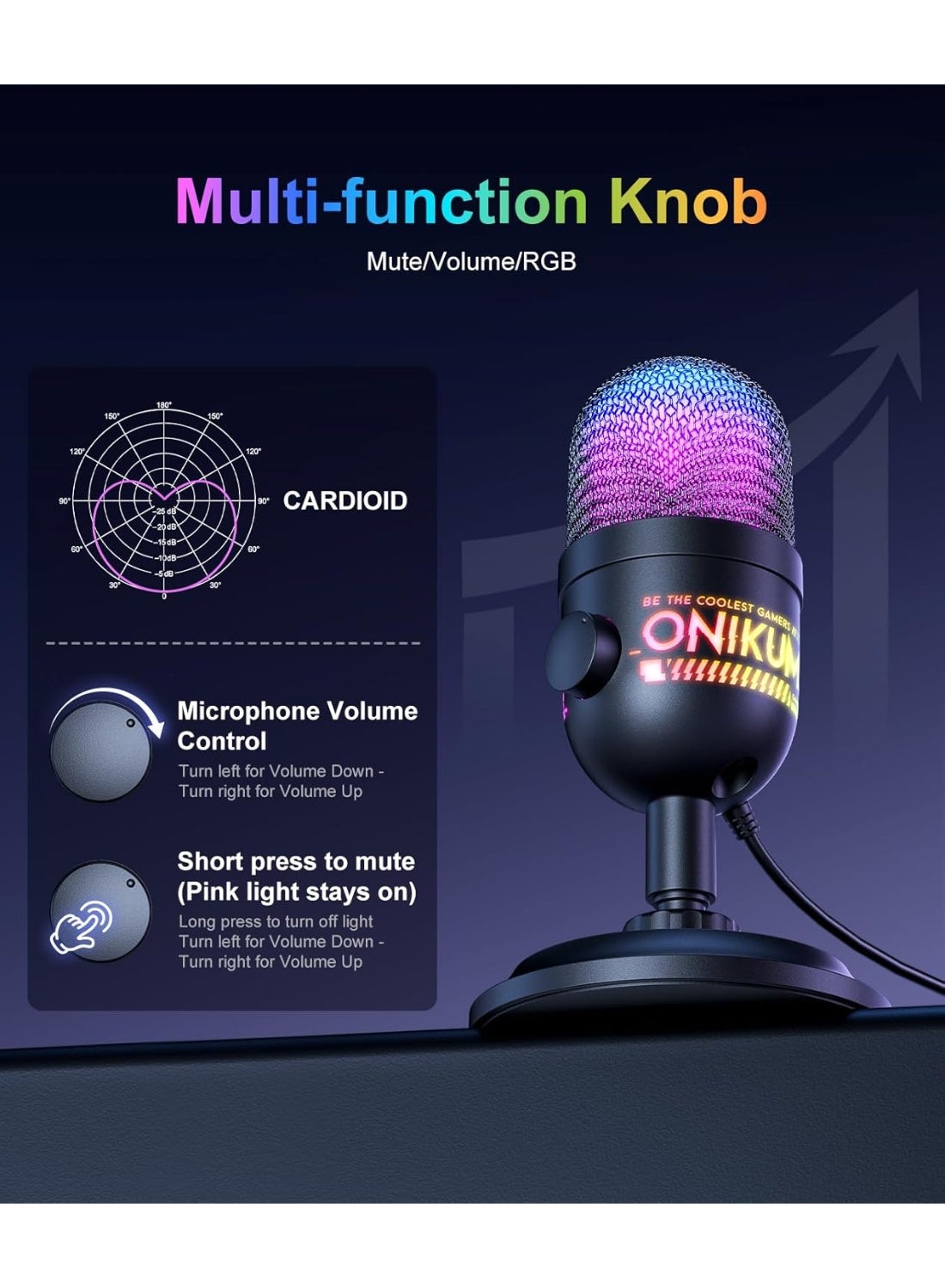 M930 Professional USB Condenser Microphone with Noise Reduction, RGB Gaming, Streaming, Podcast & Recording Microphone f