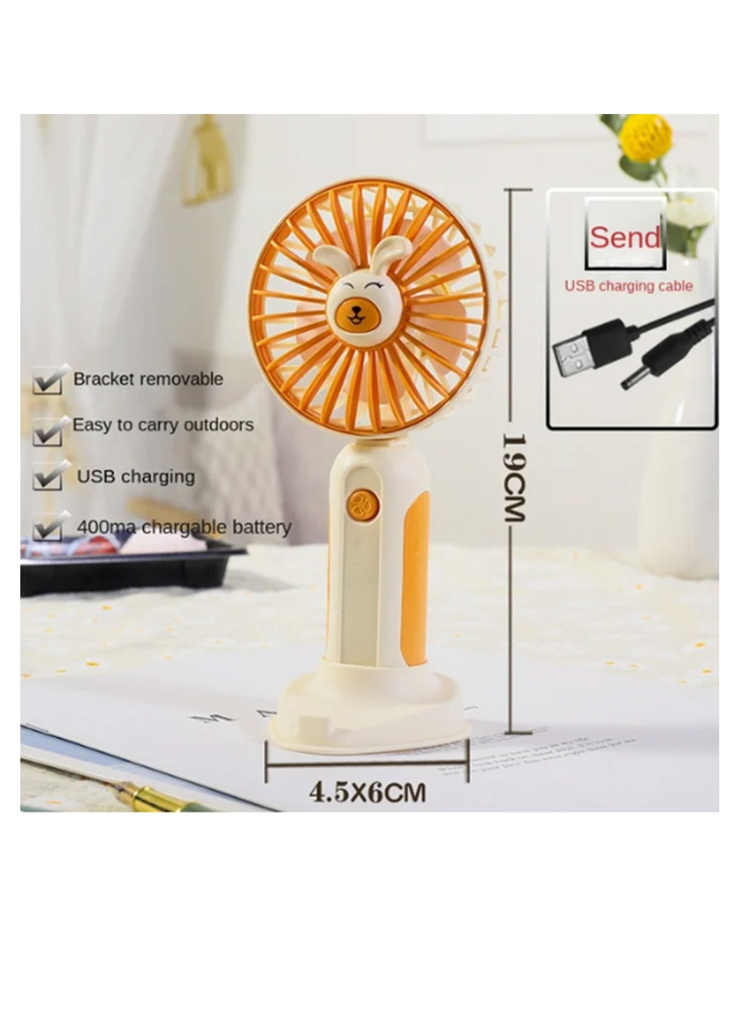 Rechargeable Mini Portable Fan , With Office Bedroom Mobile Phone Holder - HK59 Green