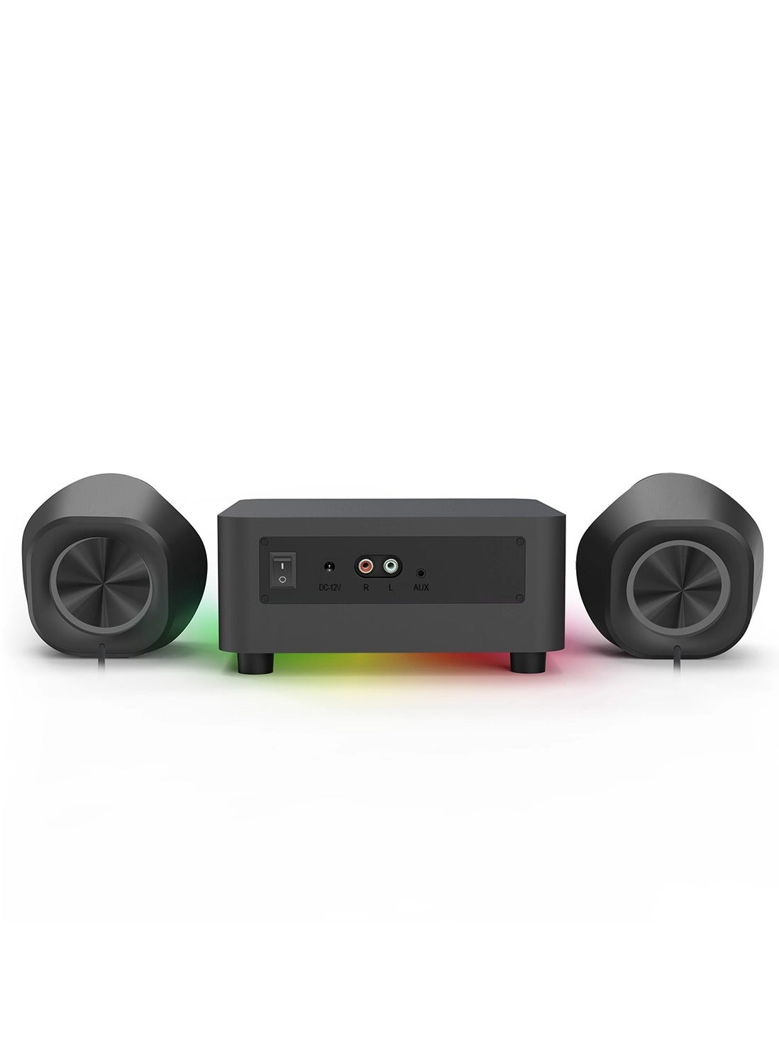 Gaming Speaker GS590 Pro (RGB) 2.1 channel , with Remote Control and 4 Buttons , 22W For PC/ Notebook / Tablet / Mobile 