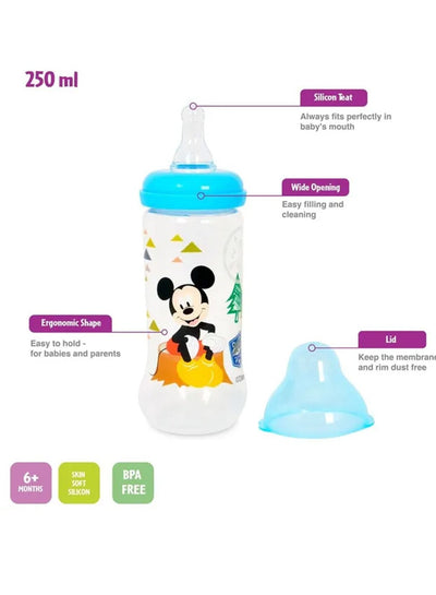 Disney Mickey Mouse Baby Feeding Regular Neck Bottle - 250 ml