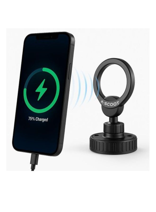 XS-809 Magnetic Car Phone Holder with Powerful Magnetic Ring, 360° Rotating Adjustable Smartphone Mount, One-Hand Operat