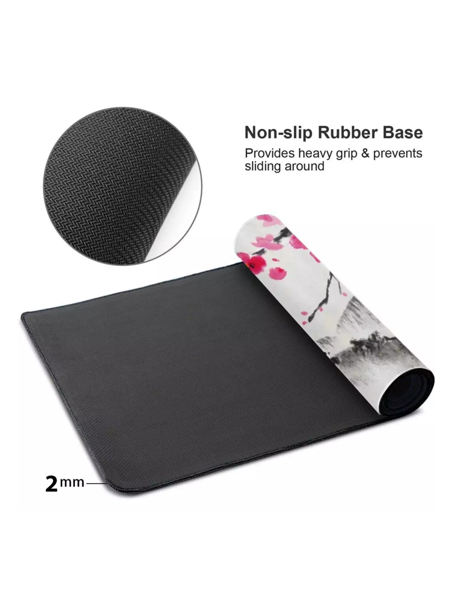 Japanese Cherry Blossom Watercolor Mouse Pad for Office Gaming XL Extended Mouse Pad ( 70x30x2mm ) Non-Slip Stitched Edges for Keyboard Laptop