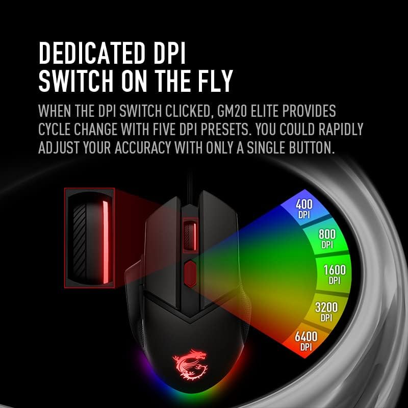 MSI Clutch GM20 Elite Gaming Mouse - Black