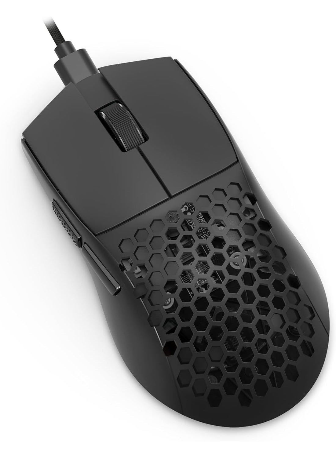 M617-LIT Bludhound light-weight Honeycomb Shell Wired Gaming Mouse, 10,000 DPI, 5 Buttons, Drag-Free Paracord, Type-C Ga