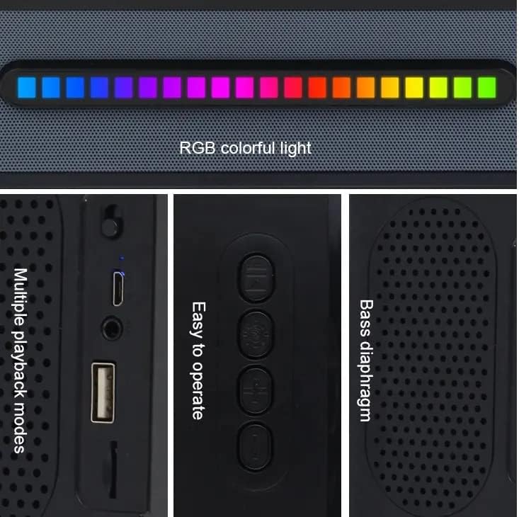 Kisonli LED -916 Soundbar Music Speaker - bluetooth,TF card, Hands-Free Calls, good quality - Black - RGB- 7 lights modes