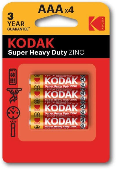 Kodak Super Heavy Duty Zinc Batteries Size AAA X4