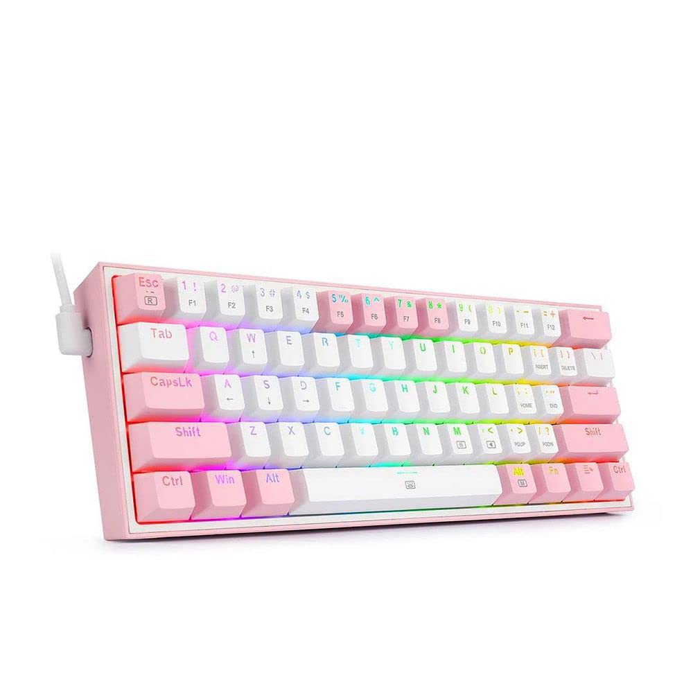 Redragon K617 Fizz 60% Mechanical Gaming Keyboard Red Switches White/Pink
