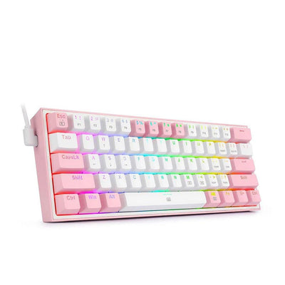 Redragon K617 Fizz 60% Mechanical Gaming Keyboard Red Switches White/Pink