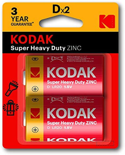 Kodak Super Heavy Duty Zinc Batteries Size Dx2