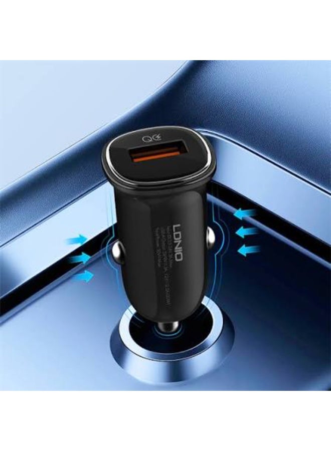 30W PD Super Fast Car Charger with USB-C to Lightning Cable, Power Delivery PPS Fast Charging Adapter for iPhone, Samsun