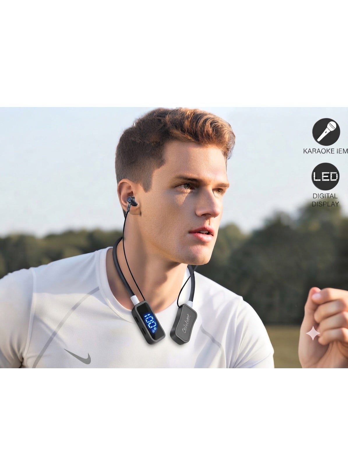 ST-A62 Wireless Neckband Earphones, Bluetooth Sports Headphones with HD Audio Decoding, Stereo Bass Sound, LED Battery D