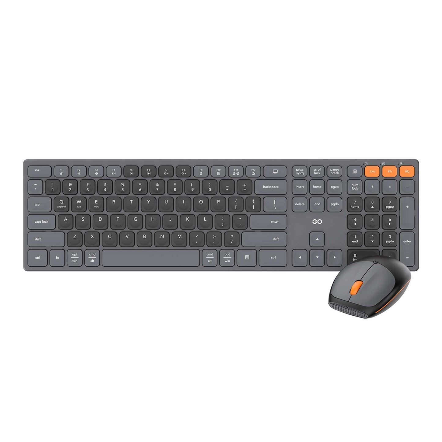 FANTECH WK895 Combo 2in1 Wireless Dual Mode (2.4GHz & BT), Silent Switches & Multimedia Function Keys (Black Gray)