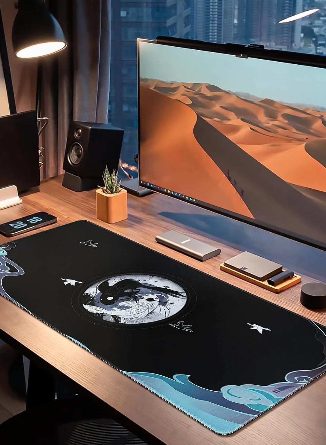 Tai Chi Life and Death Gaming large gaming Mousepad 30cm x 70cm x 2mm for Computer Gaming, Mat on the Table, Black and W