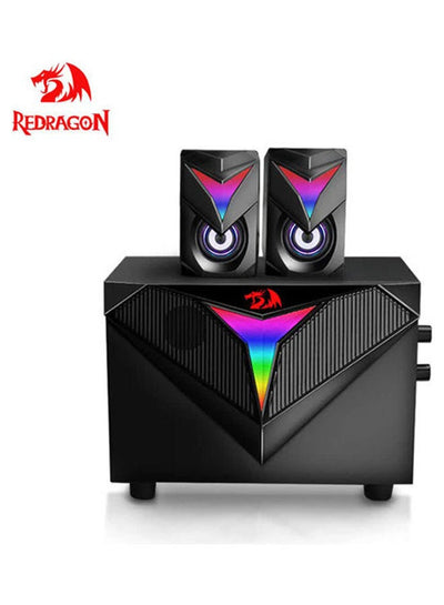 Redragon GS700 Toccata RGB 2.1 Gaming Subwoofer Speakers – Aux 3.5mm Stereo Surround – Heavy Bass sound loudspeakers for