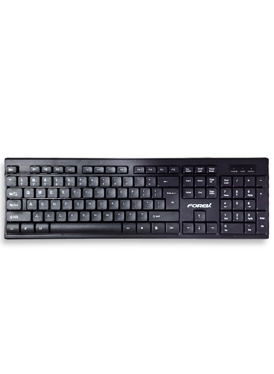 Forev 2.4G Wireless Keyboard+Mouse Set First Choice For Office Business FV-W706 , Wireless technology , Energy saving , Ergonomic Design , Waterproof , Silent Key , Standard 104 key , 2.4G Wireless , Save battery life