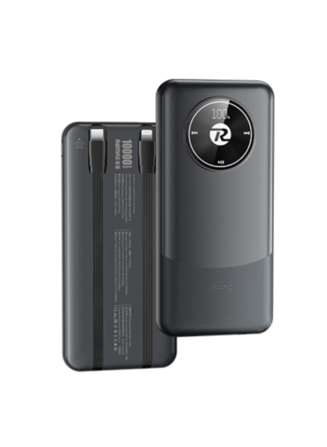 RPP-37 10000mAh Power Bank 20W + 22.5W with Dual Built-in Fast Charging Cables (Type-C & Lightning), Bi-Directional PD3.