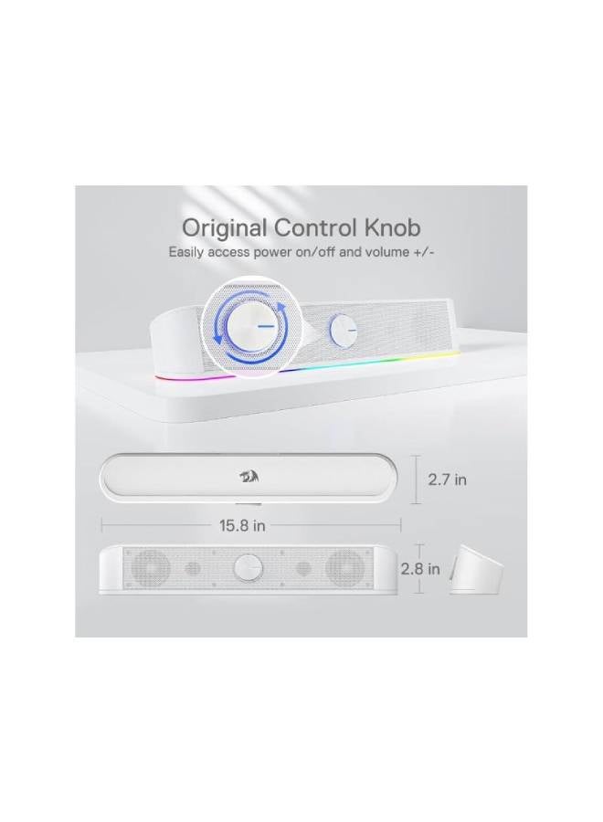 سماعات للكمبيوتر Redragon GS560 ساوند بار بإضاءة RGB أبيض