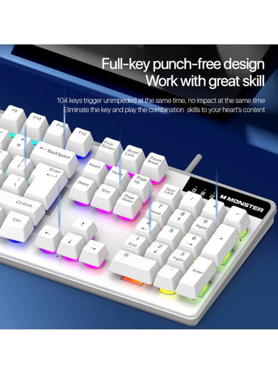 KM1 PRO Wired RGB Light Keyboard & Mouse Set  Laptop - White
