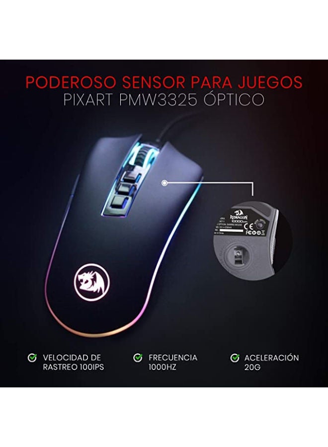 M711 Cobra Gaming Mouse with 16.8 Million RGB Color Backlit, 12,400 DPI Adjustable, Comfortable Grip, 8 Programmable But