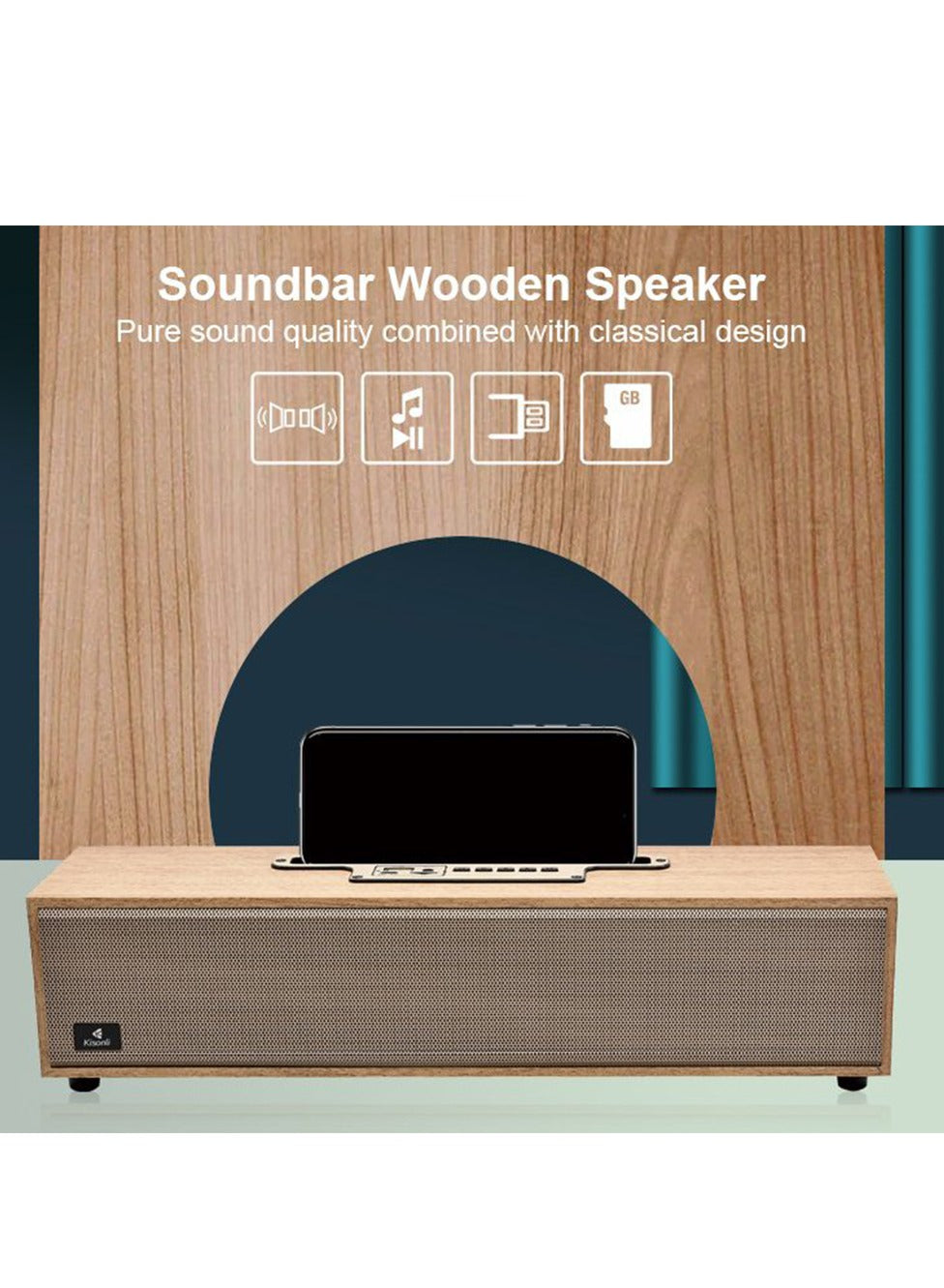 Kisonli Bluetooth Soundbar Speaker 10W – 1200mAh – FM /AUX / TF card / USB | Model G11B | Brown Wood