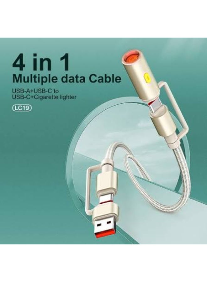 4-in-1 Fast Charging Cable 1.2M with USB-C, Multi Connector Charging and Data Transfer Cable, 5A High-Speed Charging Cor