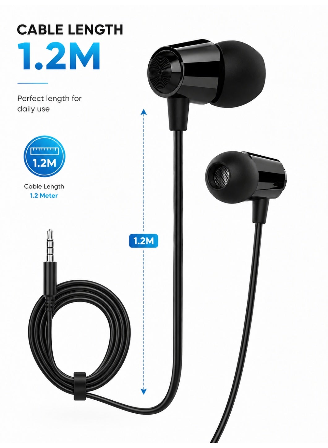 G4 Wired In-Ear Earphones – Clear Stereo Sound Quality, Built-in Microphone for Hands-Free Calls, 1.2m Flat Tangle-Resis