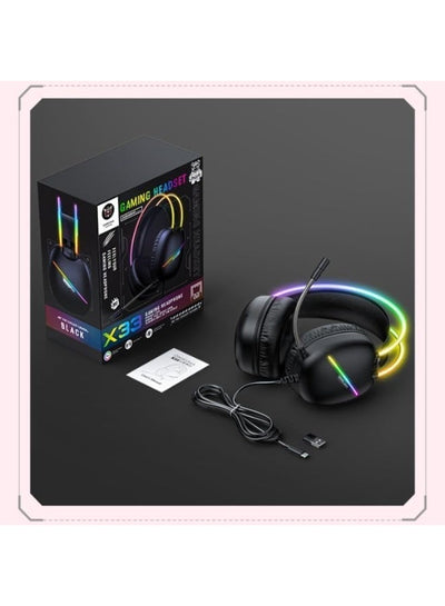 X33 RGB Wired Gaming Headset with Type-C & USB Connectivity and Noise Cancelling Microphone, 50mm 3D Stereo Sound, Comfo