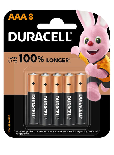 Duracell 8-Piece Superior Nylon Top Closure Type AAA Alkaline Batteries Multicolour