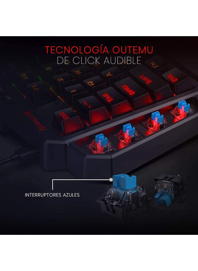 كيبورد جيمنج REDRAGON K585 DITI ميكانيكال يد واحدة مفاتيح زرقاء أسود
